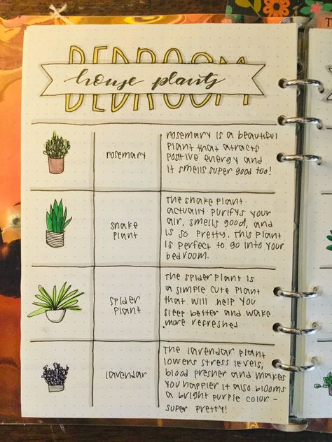 Bedroom House Plants Bullet Journal Page #bedroom #plants #bulletjournaling Plant Journal Ideas, Bedroom House Plants, Plant Bullet Journal, House Plant Journal, 2023 Bujo, Plant Notebook, Plant Witch, Journal Goals, Habits Tracker