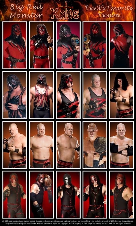 Celebrating 50 years of the WWE Championship Part 3. Spinner & New WWE Champions Poster. Wwe Kane Wallpaper, Kane Wrestler, Kane Mask, Kane Wwf, Wwe Kane, Wwe Mask, Kane Wwe, Red Monster, Undertaker Wwe