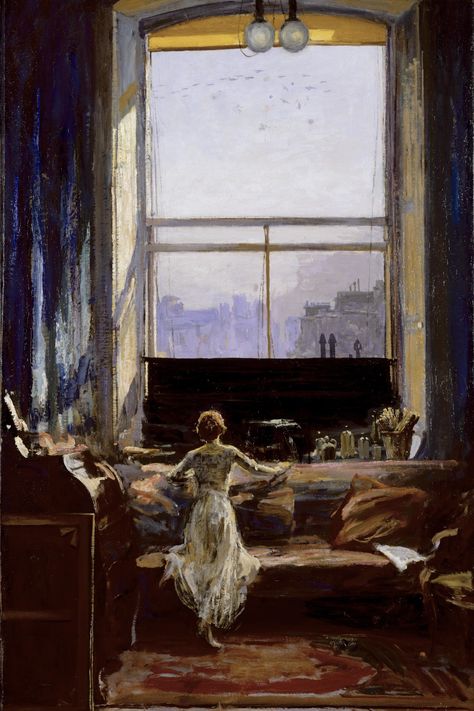 Daylight Raid from my Studio Window, 7 July 1917, Sir John Lavery 1856-1941, © National Museums Northern Ireland, Collection Ulster Museum | Ulster Museum Belfast, Impressionism, John Lavery, Antoine Bourdelle, Irish Painters, Giovanni Boldini, Irish Art, Art Uk, Interior Art