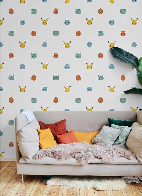 RoomMates Pokémon Character Faces Peel and Stick Wallpaper, Wallpaper - Amazon Canada Squirtle And Bulbasaur, Pokemon Wall Decals, Pokemon Bedroom, Pokemon Decor, Room Mates, Pokemon Room, Character Faces, Roommate Decor, Dorm Furniture