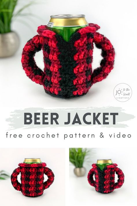 Discover the joy of crafting with this free Beer Can Holder Crochet Pattern. This simple yet delightful pattern ensures you can crochet a personalized and functional cozy for your favorite beverages, adding a touch of charm to every sip. Amigurumi Patterns, Crochet Can Cozy With Handle, Can Koozie Crochet Pattern, Crochet Soda Can Cozy Patterns, Crochet Ideas For Christmas Gifts, Crochet Beer Cozy Free Pattern, Crochet Can Koozie, Crochet Koozie Pattern, Crochet Can Coozies