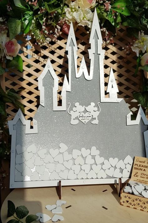 The Guest Book is not only an amazing decoration it is the original and great way to save pleasant memories about your important day. Let your guest leave their sincere wishes by writing on small wooden pieces 🤩 We make guest books with all attention, positive emotions, and trepidation that we have. Book Castle, Wedding Drop Box Guest Book, Wonderland Wedding Theme, Wedding Castle, Drop Box Guest Book, Disney Wedding Theme, Wedding Wonderland, Alternative Gifts, Wonderland Theme