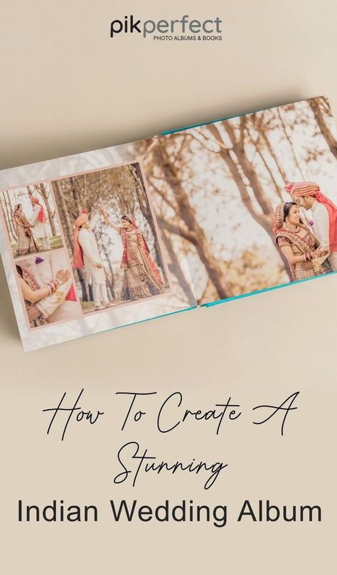 The perfect way to capture your wedding day is in a South Asian-inspired album. We have all sorts of tips for designing one that will make you feel like royalty! Whether it's a traditional, multi day Hindu celebration or fusing elements from western culture with Indian roots there are so many details we recommend taking into consideration when making this special item. Check out how to create a stunning indian wedding album at www.pikperfect.com/blog | wedding albums Photo Album Design Layout, Wedding Photo Book Layout, Wedding Photo Album Cover, Book Design Ideas, Photo Book Design, Henna Ceremony, Marriage Photo Album, Wedding Album Design Layout, Wedding Photo Album Layout