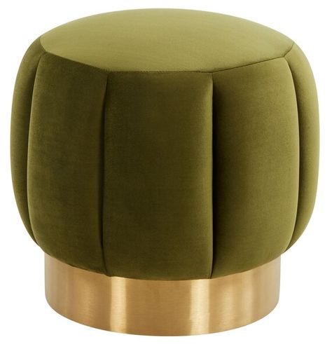 SFV4707J - Safavieh Couture, Olive Green And Gold Bedroom, Stainless Steel Cleaner, Cane Dining Chair, Vanguard Furniture, Tufted Ottoman, Round Ottoman, Stainless Steel Legs, Upholstered Ottoman