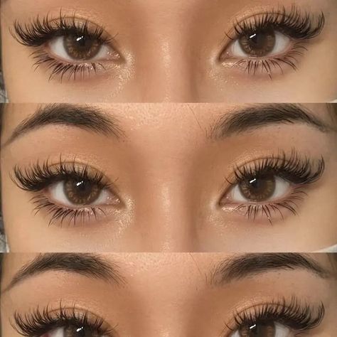 Lashes Extensions Round Eyes, False Lash Extensions, Cute Natural Lashes, Doe Eye Lashes Extensions, Manga Cat Eye Lashes, Eyelash Extensions Styles For Asian Eyes, Lashes For Doe Eyes, Eyelashes Asian Eyes, Fox Lashes Extensions