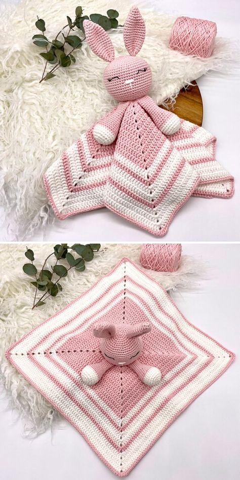 Crochet Projects For Newborns, Rabbit Lovey Crochet Pattern, Grannysquares Crochet Pattern, Lovely Blanket Crochet Free Pattern, Baby Girl Blanket Crochet Pattern, Crochet Newborn Gifts, Crochet Baby Gifts Girl, Baby Lovies Crochet, Best Crochet Items To Sell