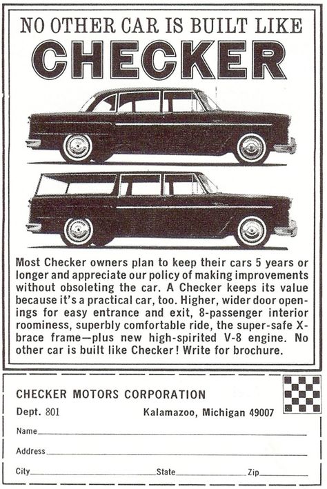 Classic Cars, Checker Marathon, Car Ads, Door Opener, Classic Car, Chevrolet Logo, Vehicle Logos, Garage, Suv Car
