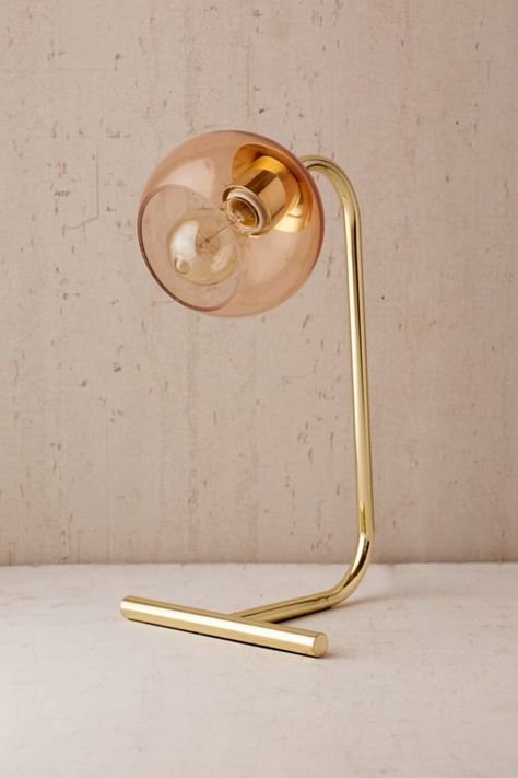 Urban Outfitters  Best Affordable Lighting Options and Where to Buy Them Gold Desk Lamps, Desk Lamp Design, Affordable Lighting, Gold Desk, Globe Lamps, Gold Table Lamp, Statement Lighting, Lighting Options, Lampe Design