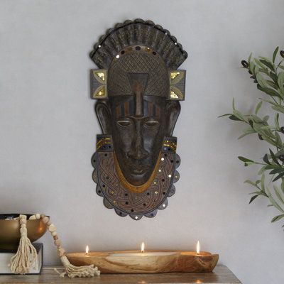 Women Sculpture, African Traditional Masks, Afrocentric Decor, Style Bungalow, African Inspired Decor, African Artwork, Wooden Console Table, Head Sculpture, African Sculptures