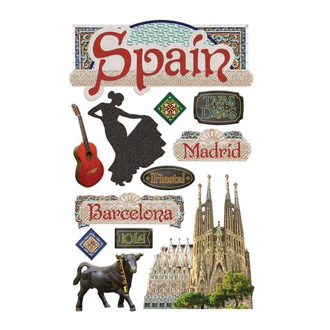Buy the Paper House® 3D Stickers, Spain at Michaels.com. Chronicle your experiences of beautiful Spain using the Paper House® Spain Stickers. Madrid, House Sticker, Scrapbook Printables Free, Cruise Scrapbook, Album Photo Scrapbooking, Sticker Machine, Scrapbook Book, Paper House, Scrapbook Tag