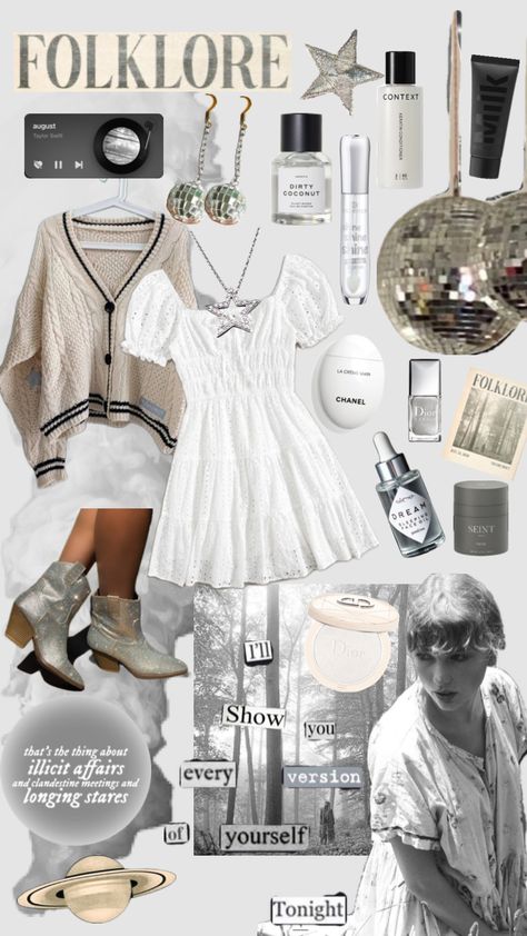 #folklorecore #folkloreaesthetic #folklore #taylorswift #grey #greyaesthetic #outfitinspo #music #augusttaylorswift Taylor Swift Birthday Party Ideas, Folklore Fashion, Aesthetic Era, August Taylor, Everyday Cosplay, Taylor Outfits, Taylor Swift Birthday, University Style, Taylor Swift Tour Outfits