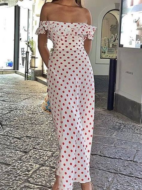 Y2k Party Outfit, Vintage Vacation, Grunge Dress 90s, Baby Tees Y2k, Estilo Chic, 90s Dress, Dress Stores Online, Maxi Dress Online, Red Polka Dot