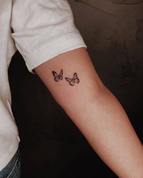 Above Elbow Tattoo, Inner Elbow Tattoos, Bicep Tattoo Women, Underarm Tattoo, Butterflies Tattoo, Butterfly Tattoos On Arm, Inner Arm Tattoos, 16 Tattoo, Inner Bicep Tattoo