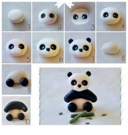 Kue Fondant, Flori Fondant, Panda Cakes, Clay Crafts For Kids, Panda Birthday, Panda Party, Fondant Animals, Tanah Liat, Fondant Cake Toppers
