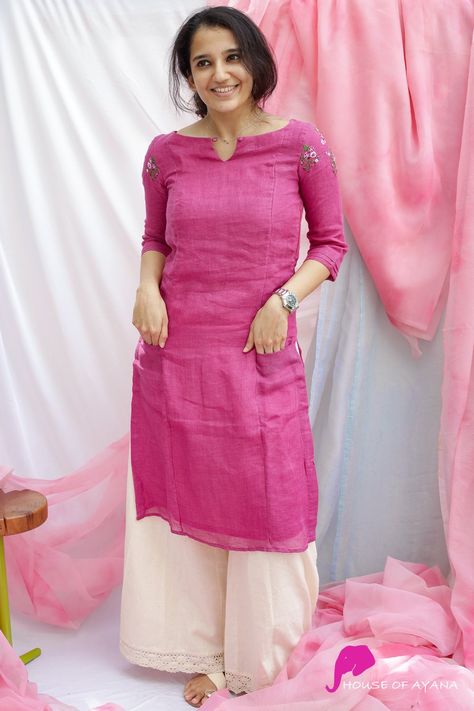 Kurtis Online Shopping | Work Wear Kurtis | Casual Wear Kurtis | Designer Kurtis | Silk Kurtis - House of Ayana Plain Linen Kurti Designs, Simple Churidar Designs Casual, House Of Ayana Kurtis, New Pattern Kurti Design, New Neck Designs For Kurtis, Anarkali Casual, Linen Kurti Design, Linen Kurti, Chudidhar Designs