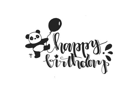 #happybirthday #happy #birthday #panda black and white #balloon Happy Birthday Calligraphy Printable, Happy Birthday Black And White, Happy Birthday Panda, Happybirthday Happy Birthday, Panda Black And White, Panda Birthday Cards, Happy Birthday Logo, Birthday Msgs, Happy Birthday Calligraphy