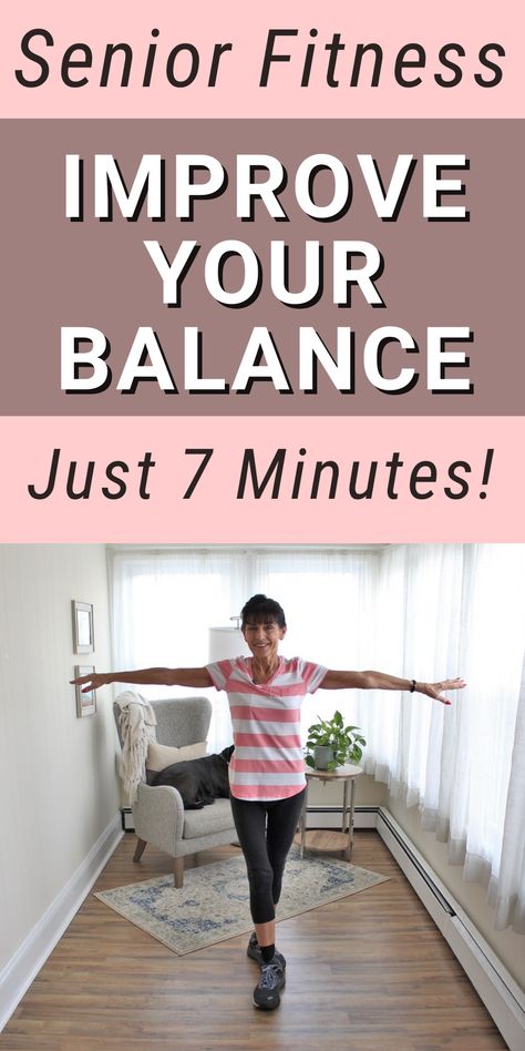 7 minute balance practice for seniors Improve Balance Exercises, Stretching Exercises For Seniors, Yoga For Seniors, Planet Fitness, Improve Balance, Walking Exercise, Health And Fitness Articles, Balance Exercises, Easy Yoga Workouts