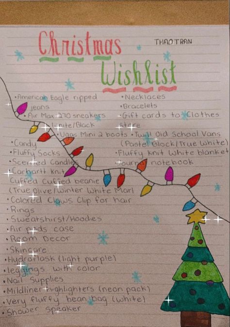 Some ideas you can use for your Christmas wishlist Cute Things To Put On Your Christmas List, Natal, Christmas List Ideas Decoration, Christmas List On Paper Ideas, Christmas Wish List Layout Ideas, Ideas For A Christmas List, Good Things To Get For Christmas, Fun Things For Christmas, Cute Ways To Make A Christmas List