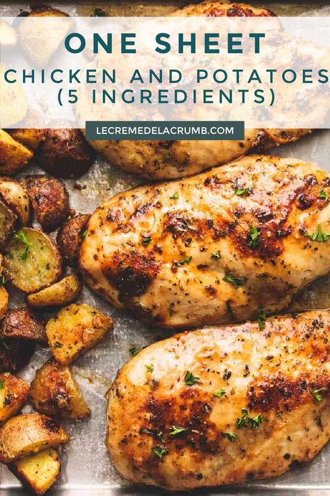 Sheet Pan Chicken With Potatoes, Easy Baked Chicken And Potatoes, Baked Chicken One Pan Meal, Easy Sheet Pan Chicken Recipes, Easy Chicken Pan Recipes, Chicken Recipe With Potatoes, Sheet Pan Chicken Veggies And Potatoes, Chicken Pan Recipes Easy Dinners, Chicken Potato Oven Recipes