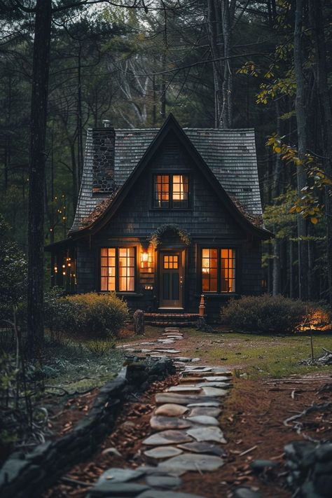 Dive into the enchanting world of Dark Cottagecore Houses, where moody aesthetics meet whimsical exteriors. This board is your ultimate source of inspiration for creating a home that feels like a fairy tale from a bygone era. Explore how the dark, rich tones of cottagecore can transform your space and garden into a magical retreat. From shadowy façades to lush, mysterious gardens, get ready to be inspired by the beauty of darkness infused with the charm of cottage life. Dark Earthy Witch Aesthetic, Gothic Cottage Exterior, Dark Cottage Aesthetic, Small Gothic House, Cottage In The Woods Aesthetic, Gothic Cottage Core, Dark Witchy Aesthetic, Dark Cottagecore Room, Gothic Cottagecore Aesthetic