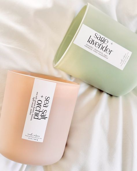 sage green & blush pink - our best selling vessels for the spring time ✨ can be filled in any of our available 25+ scents! . . . #soycandles #springcandles #springtime #scentedcandles #candleshop #candlemaker #wholesalecandles #fairecandles Candle Scent Names, Candle Names, Candle Lids, Candle Ceramic, Label Ideas, Sage Candle, Seasonal Candles, Spring Candles, Candle Label