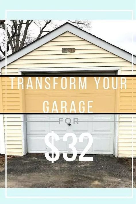 Dramatically transform your garage door—in just 2 hours and on a budget. garage | diy garage | diy home decor | garage door | makoever | garage makeover Door Makeover Diy, Garage Diy, Diy Garage Door, Garage Door Makeover, Faux Window, Garage Makeover, Work Bench, Diy Closet, Diy Makeover