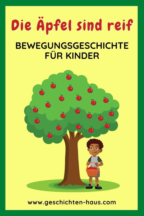 Eine Bewegungsgeschichte zum Thema Apfel. Die Äpfel sind reif und wir sammeln sie vom Boden ein und pflücken sie vom Baum. - Eine kurze Mitmachgeschichte für den Herbst in Kita, Kindergarten, Hort, .... ➔ Den Text gibt es kostenlos auf unserer Seite. Learning Stories, Easy Dance, Finger Plays, Apple Theme, Fun Activities For Kids, Music Lessons, Kindergarten Activities, Kids And Parenting, Fun Activities