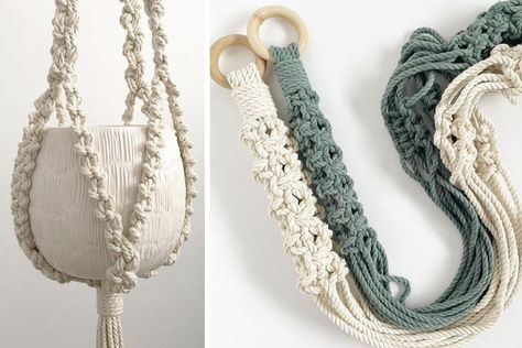 10 Easy Modern Macrame Plant Hanger Tutorials for Beginners | Macrame for Beginners Macrame Plant Hanger With Beads Tutorial, Diy Booknooks, Macrame Plant Hanger Tutorials, Free Macrame Patterns Plant Hangers, Plant 101, Beginners Macrame, Modern Macrame Plant Hanger, Diy Macrame Plant Hanger Pattern, Macrame For Beginners