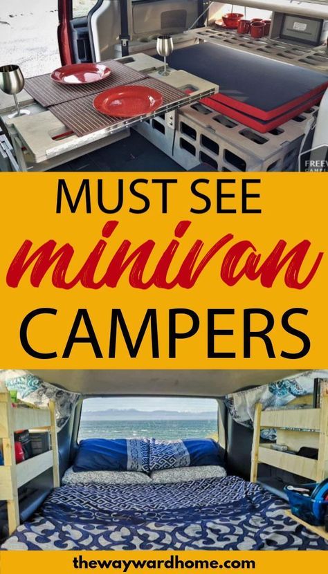 Minivan Storage Ideas, Van To Camper Conversion Diy, Mini Campervan Interior, Camper Van Security, Diy Van Life Ideas, Small Van Conversion Ideas Layout Floor Plans, Converted Vans To Campers, Diy Van Conversion Ideas, Mini Van Conversion Minivan Camping