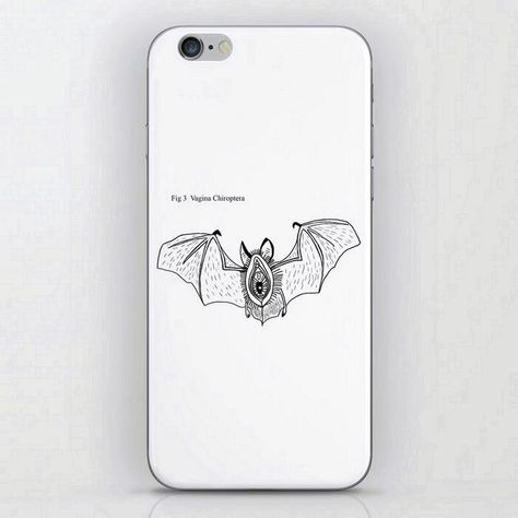 Batgina iPhone Skin. Vulva iPhone Skins, Imaginary iPhone Skins, Illustration iPhone Skins, Graphic Design iPhone Skins, Black White iPhone Skins, Drawing iPhone Skins, Black-&-white iPhone Skins, Batgina iPhone Skins, Digital iPhone Skins