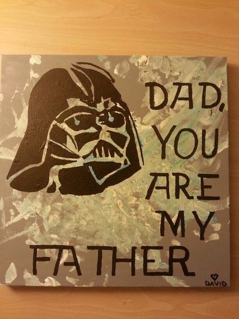Dad, you are my father - Darth Vader canvas painting. Baby did background painting for father's day gift. Pai, Painting Ideas On Canvas Fathers Day, Dad Painting Ideas Canvas, Paintings For Father’s Day, Fathers Day Gifts Ideas Painting, Painting Ideas Fathers Day, Painting For Father's Day, Painting Ideas For Father's Day, Mothers Day Painting Ideas Canvases