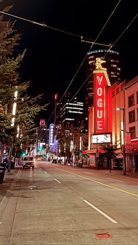 Vancouver Aesthetic Night, Downtown Vancouver Aesthetic, Vancouver Nightlife, Vancouver Downtown, Granville Street, 2024 Moodboard, Candy Land Birthday Party, Future Dreams, Candyland Birthday