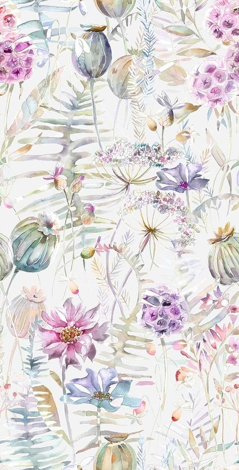 British Wildflowers, Width Wallpaper, Cottage Shabby Chic, Style Cottage, Soft Wallpaper, Botanical Design, Winter Wallpaper, Curtains Blinds, Wallpaper Collection