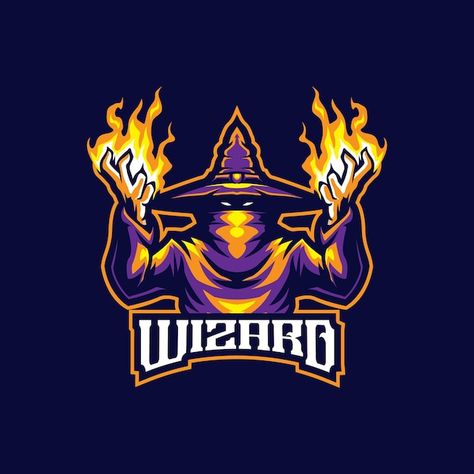 Wizard mascot logo design vector with mo... | Premium Vector #Freepik #vector #wizard-logo #wizard #esport-mascot #mascot Wizard Illustration, Fire Wizard, Wizard Logo, Wizards Logo, Logo Reference, Mascot Logo Design, Modern Illustration, E Sport, Mascot Logo