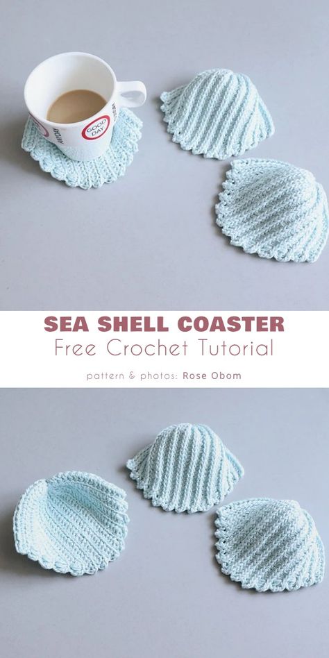 Seashell Coasters Crochet, Crochet Oyster Shell Pattern Free, Beach Crochet Coasters, Free Crochet Shell Pattern, Beach Crochet Projects, Clam Crochet Pattern, Crochet Shell Free Pattern, Crochet Seashells Pattern Free, Crochet Beach Decor