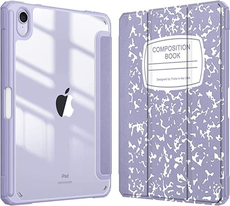 Amazon.com: Fintie Hybrid Slim Case for iPad Mini 6 2021 (8.3 Inch) - [Built-in Pencil Holder] Shockproof Cover Clear Transparent Back Shell, Auto Wake/Sleep for iPad Mini 6th Generation, Composition Book Lilac : Electronics Ipad Air 4th Generation, Ipad Air 5th Generation, Apple Ipad Accessories, Cute Ipad Cases, Apple Ipad Case, Ipad Air 2 Cases, Ipad Air Cover, Diy Case, Girly Phone Cases