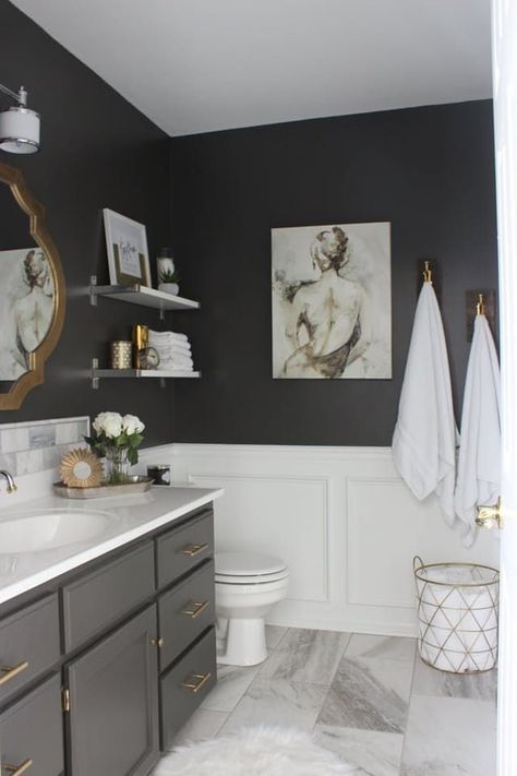 Bathrooms usually need the most work, but simple sounding changes can quickly tally into a 4-figure bill. When your budget's not ready for a remodel, set your sights on smaller DIYs you can tackle yourself. Grab a Benjamin and a basic tool kit—here are 7 projects to easily take on this weekend. Makeover Kamar Mandi, Bad Inspiration, Bathroom Redo, Trendy Bathroom, Diy Remodel, Grey Bathrooms, Bath Room, Bath Tub, Bath Remodel