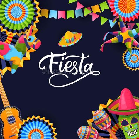 Happy Fiesta Greetings, Fiesta Background Design, Fiesta Drawing, Fiesta Wallpaper, Mexican Symbols, Mexico Watercolor, Happy Fiesta, Spring Chalkboard Art, Fiesta Night