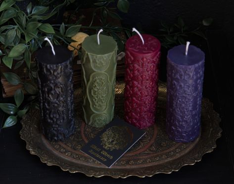 New Gothic Victoriana candles from Wolf Wytch Apothecary. Shop now on the website or Etsy! #darkacademia #ornatecandle #handmadecandle #gothiccandle #wolfwytch #baroquecandle #maximalist #gothichomedecor #victoriangothicstyle #witchcraft #vampireaesthetic #gothichome #victorianaesthetic #gothicvictorian #gothcandles Bleak Aesthetic, Witchy Candle, Goth Candles, Victorian Candles, Gothic Candle Holder, Gothic Candle, Witchy House, Witchy Candles, Victorian Gothic Style