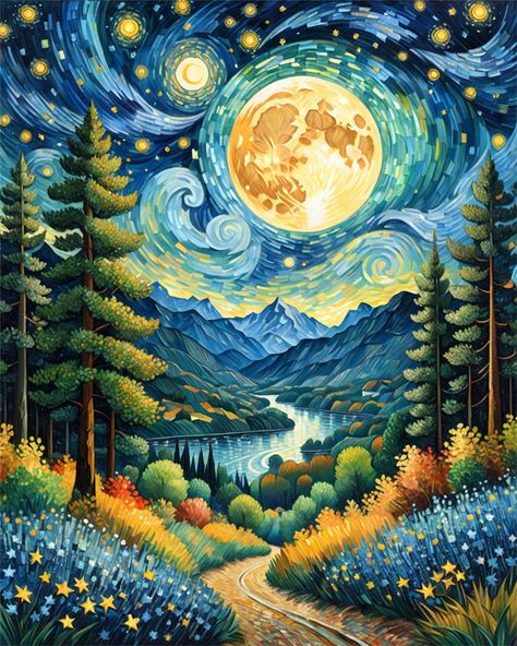 Amazon.com: ldazao Moon Paint by Numbers Kit for Adults Beginner Forest Adult Paint by Number Kits On Canvas Adults' Paint-by-Number Kits DIY Oil Painting Kits for Gift Home Wall Decor 16x20 Inch Diy Forest Decor, Adult Paint By Numbers, Universe Painting, Arts And Crafts Home Decor, Fantasy Universe, Forest Decor, Gems Art, Diy Oils, Moon Painting