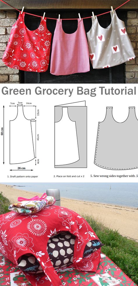 Patchwork, Grocery Bag Sewing Pattern Free, Storing Grocery Bags Ideas, Wearable Sewing Projects, Diy Grocery Bags Free Pattern, Reusable Grocery Bags Pattern, Diy Reusable Grocery Bags, Lunch Bags Pattern, Grocery Bag Pattern