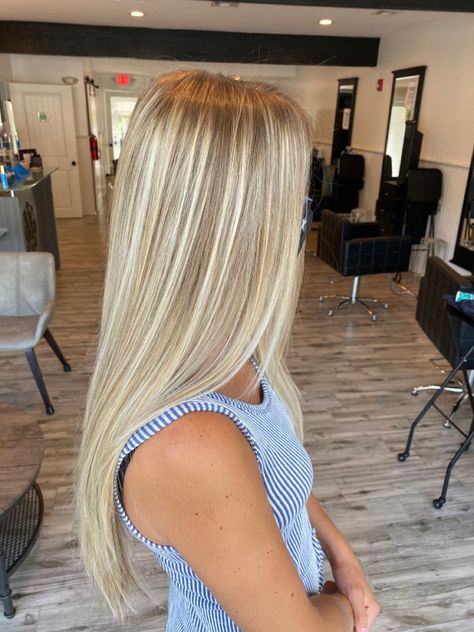 Blonde Hair Full Head Highlights, Cool Blonde With Highlights, Golden Blonde Hair With Platinum Highlights, Natural Blond Hair With Highlights, Light Blonde Straight Hair, Partial Highlights For Blonde Hair, All Over Highlights Blonde, Blonde Hair Inspo Highlights, Ash Toner For Blonde Hair