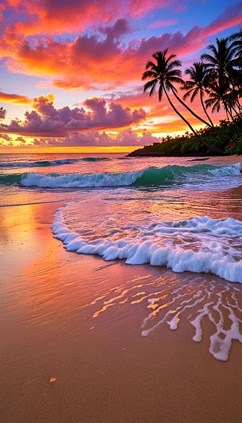 surreal Hawaiian tropical paradise sunset beach - AI creation Tropical Ocean Aesthetic, Hawaii Asthetic Picture, Tropical Paradise Aesthetic, Tropical Rainforest Aesthetic, Aesthetic Mare, Living In Hawaii Aesthetic, Tropical Beach Aesthetic, Hawaii Beach Aesthetic, Hawaiian Aesthetic