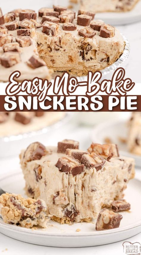 Snicker Pie No Bake, No Bake Snickers Pie, Snicker Pie, No Bake Pie Recipes, Peanut Butter Pie Recipe No Bake, No Bake Peanut Butter Pie, Cheesecake Ideas, Snickers Pie, Crockpot Dessert