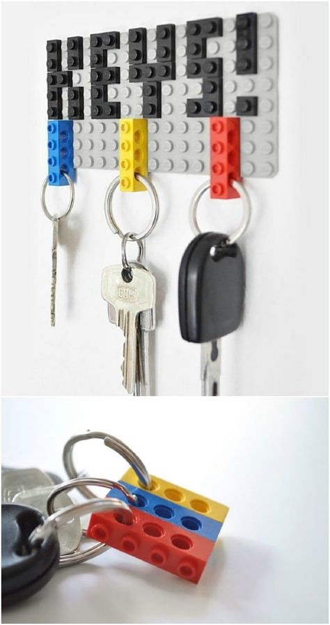17 Totally Cool DIY Lego Crafts That Are Fun To Make And Use #diy #lego #crafts #repurpose #upcycle #legoprojects Lego Glasses Holder, Lego Key Holder, Diy Key Holder, Lego Crafts, Lego Diy Crafts, Key Holder Diy, Step On A Lego, Diy Lego, Lego Diy