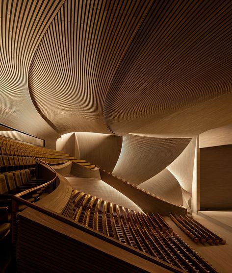 Auditorium Architecture, Kengo Kuma, Concert Hall Architecture, Theatre Architecture, Kengo Kuma Architecture, Opera Theatre, Auditorium Design, Theater Architecture, Cinema Design