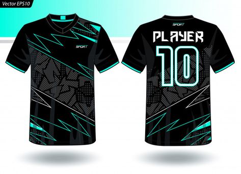 Sports jersey template for team uniforms... | Premium Vector #Freepik #vector #mockup #fashion #t-shirt #football Handball, Futsal Jersey Design, Team Sport Shirt Design, Design Jersey Futsal, Jersey Design Futsal, Sports Jersey Template, Volleyball Jersey Design, Sports Uniform Design, Cricket T Shirt Design