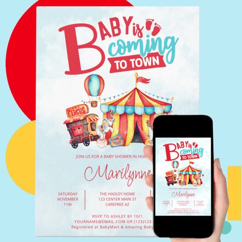 Carnival Baby Shower Theme, Baby Shower Theme Boy, Circus Festival, Carnival Baby Showers, Carnival Circus, Baby Shower Treats, Vintage Baby Shower, Carnival Themes, Baby Shower Party Supplies