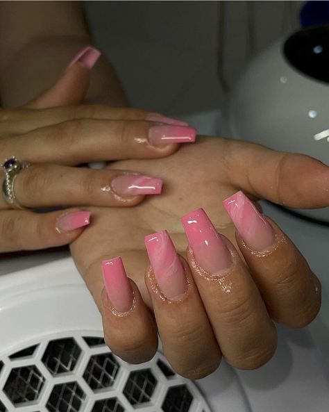 Pink nail inspo Pink French Tip Medium Nails, Acrylic Nails Pretty Pink, Pastel Nail Inspiration, Neutral Pink Nails With Design, Cute Nails Square Long, Baddie Short Square Nails, Short Medium Pink Nails, Pink Nails Coffin Design, Natural Pink Acrylic Nails Design