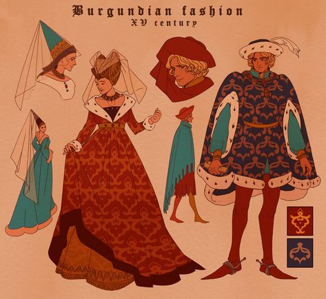 ArtStation - Fashion periods - study, Anna Gladkovska Medieval Clothing, Historical Art, 1200 Fashion, 1300s Fashion, Drawing Fashion, History Fashion, Arte Inspo, New Challenge, Medieval Fashion